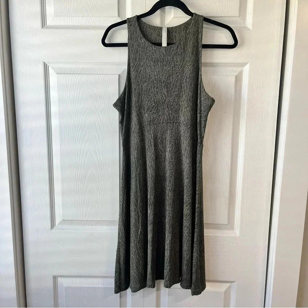 Athleta Santorini Thera Green & Black Print Sleeveless Dress Medium